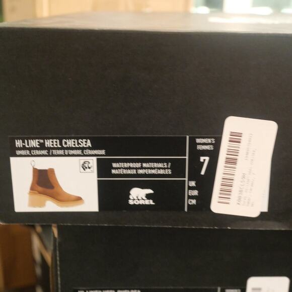 NEW Sorel Women's 7  Hi-Line Heel Chelsea Waterproof Boots Umber Brown - Picture 10 of 11